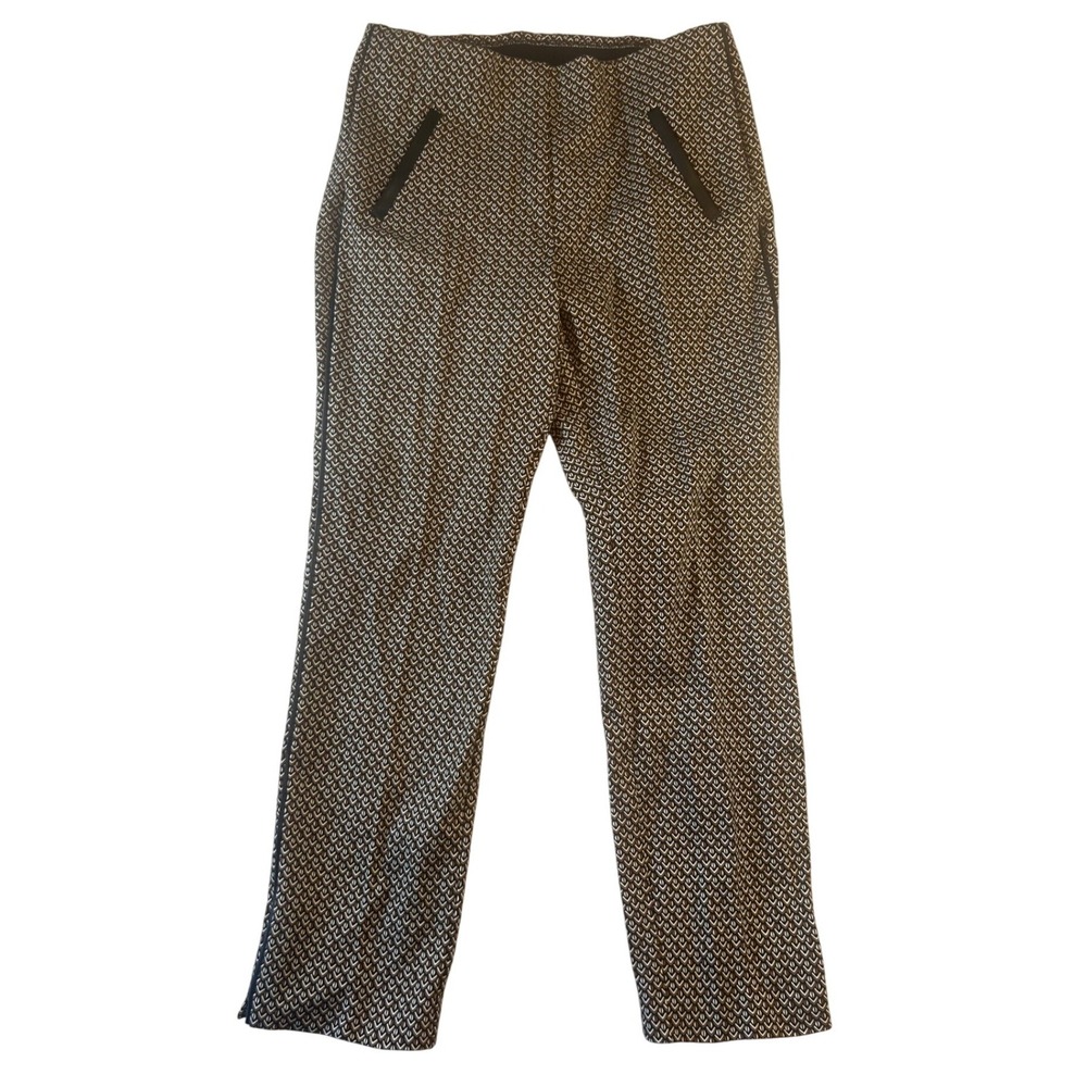 Chicos Womens Geometric Print Pull On Ankle Pants Black Tan Size 0.5 US 6 Small